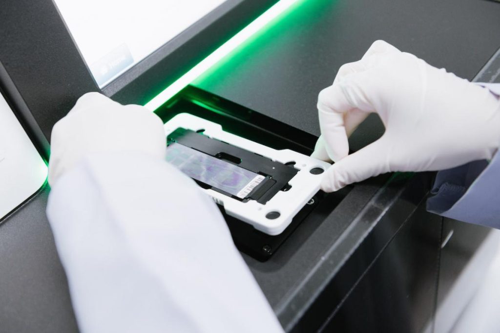 Close-up of DNA sequencing machine